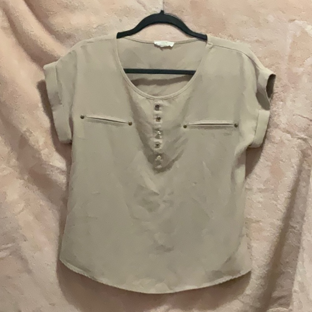 Women's Tan Button-Front Top